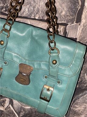 Urban Outfitters Teal Chain-Handle Shoulder Bag